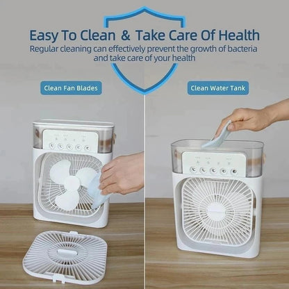 Portable 4-in-1 Air Cooler Fan | Humidifier + LED Light